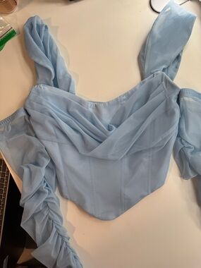 Oh Polly Off-Shoulder Chiffon Corset Top